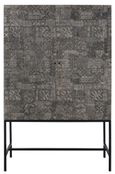 Sahara Black Washed Carved Mango Wood 2 Door Hall Cabinet