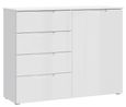 Sienna White Gloss 1 Door 4 Drawer Cabinet