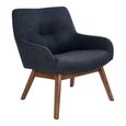 London Lounge Chair - Dark Blue - Fabric - Walnut Legs