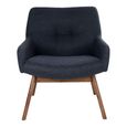 London Lounge Chair - Dark Blue - Fabric - Walnut Legs