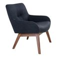 London Lounge Chair - Dark Blue - Fabric - Walnut Legs
