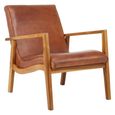 Kendari Armchair - Brown Leather with Teak Wood