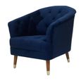 Clearance - Hensley Armchair - Navy Blue Velvet Fabric - A590