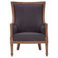Cabra Armchair - Graphite Grey Fabric with Mahogany Wood Frame