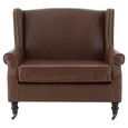 Fulham Armchair - Wing - Brown Faux Leather