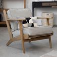 Harry Armchair - Swivel - Grey Linen Fabric with Oak