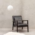 Kendari Armchair - Black Leather with Teak Wood