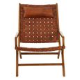 Kendari Armchair - Brown Woven Leather with Teak Wood