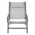 Kendari Armchair - Grey Woven Leather with Teak Wood