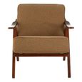 Kendari Armchair - Light Brown Fabric with Teak Wood