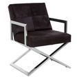 Kensington Townhouse Armchair - Black Leather with Silver Metal