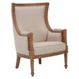 Cabra Armchair - Cream Fabric with Mahogany Wood Frame