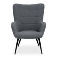 Stockholm Armchair - Grey Fabric with Black Metal Legs