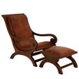 Inca Chair - Brown Leather with Footstool