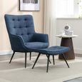 Katelyn Accent Armchair - with Footstool - Blue Fabric
