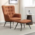 Katelyn Accent Armchair - with Footstool - Orange Fabric