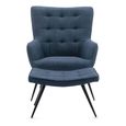 Katelyn Accent Armchair - with Footstool - Blue Fabric