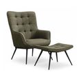 Katelyn Accent Armchair - with Footstool - Green Fabric