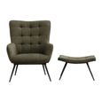 Katelyn Accent Armchair - with Footstool - Green Fabric