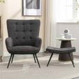 Katelyn Accent Armchair - with Footstool - Grey Fabric