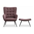 Katelyn Accent Armchair - with Footstool - Mulberry Fabric