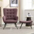 Katelyn Accent Armchair - with Footstool - Mulberry Fabric
