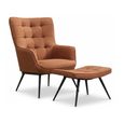 Katelyn Accent Armchair - with Footstool - Orange Fabric