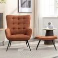 Katelyn Accent Armchair - with Footstool - Orange Fabric