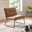 Saxon Lounge Chair - Tan Brown Faux Leather