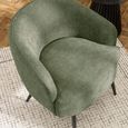 Dahlia Accent Chair - Curved Back - Olive Green and Black - Linen Fabric and Metal