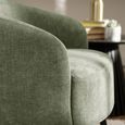 Dahlia Accent Chair - Curved Back - Olive Green and Black - Linen Fabric and Metal