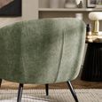 Dahlia Accent Chair - Curved Back - Olive Green and Black - Linen Fabric and Metal