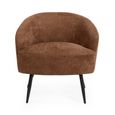 Dahlia Accent Chair - Curved Back - Rust Brown and Black - Linen Fabric and Metal