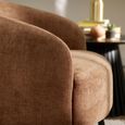 Dahlia Accent Chair - Curved Back - Rust Brown and Black - Linen Fabric and Metal