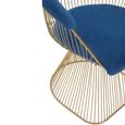 Anzio Chair - Navy Blue Velvet Fabric with Brushed Gold Base