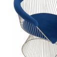 Anzio Chair - Navy Blue Velvet Fabric with Brushed Silver Base
