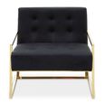 Azalea Lounge Chair - Black Velvet Fabric with Gold Metal Frame