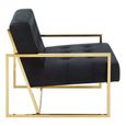 Azalea Lounge Chair - Black Velvet Fabric with Gold Metal Frame