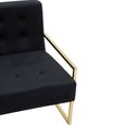 Azalea Lounge Chair - Black Velvet Fabric with Gold Metal Frame
