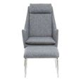 Azalea Lounge Chair - Grey Fabric with Footstool