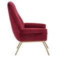 Billi Lounge Chair - Wine Velvet Fabric with Gold Legs