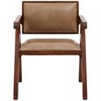 Buffalo Armchair - Beige - Leather with Wood