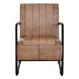 Buffalo Lounge Chair - Grey - Leather with Metal Legs