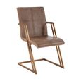 Buffalo Accent Chair - Swivel - Grey - Leather with Gold Metal