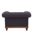 Cabra Chesterfield Armchair - Graphite Grey Fabric with Mahogany Wood