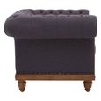 Cabra Chesterfield Armchair - Graphite Grey Fabric with Mahogany Wood