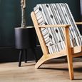 Cefena Armchair - White and Black Fabric with Angular Arms