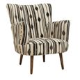 Cefena Armchair - White and Black Fabric with Flared Arms