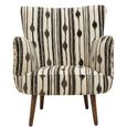 Cefena Armchair - White and Black Fabric with Flared Arms