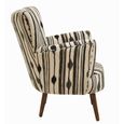 Cefena Armchair - White and Black Fabric with Flared Arms
